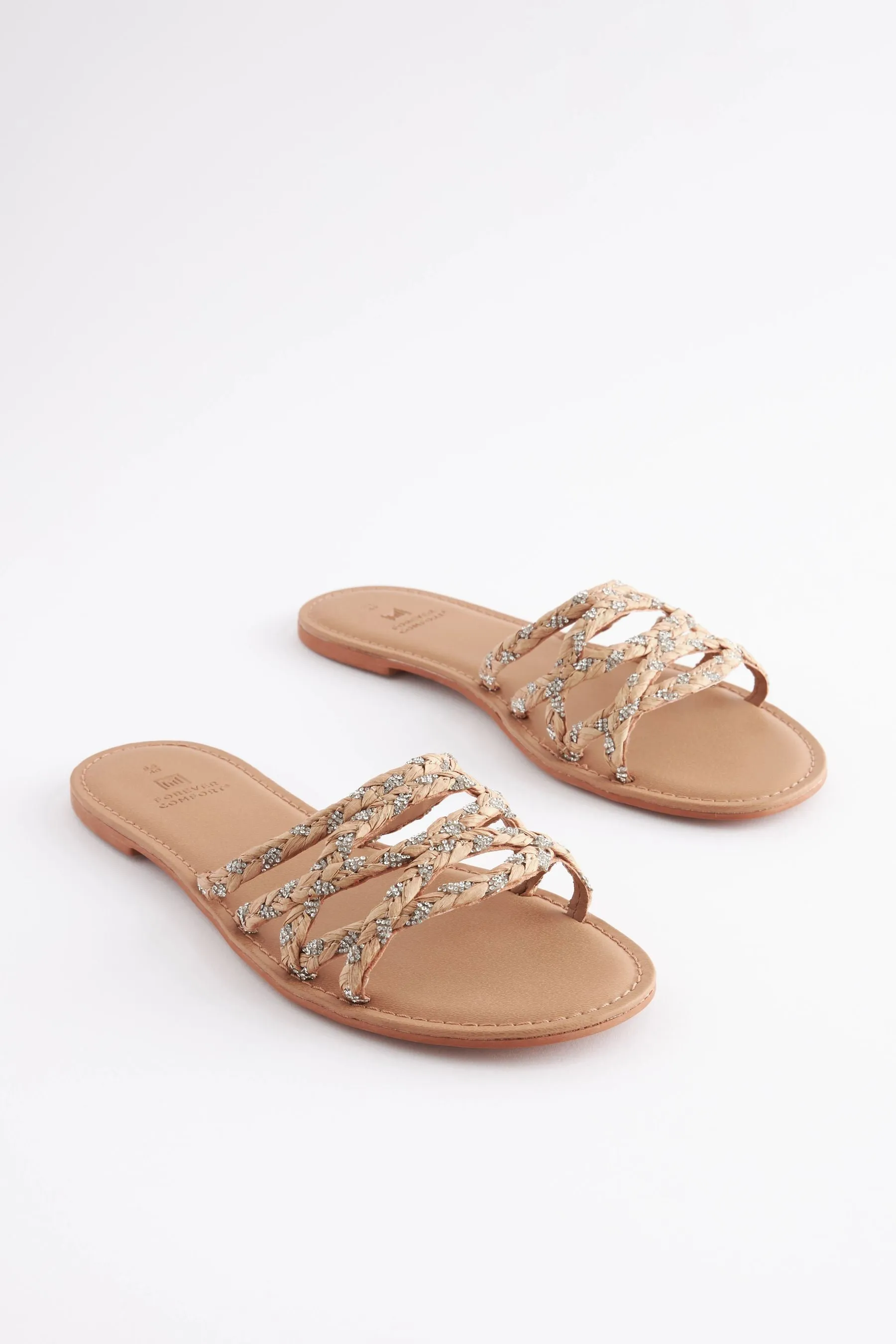 Forever Comfort® - Sabot in rafia con pietre