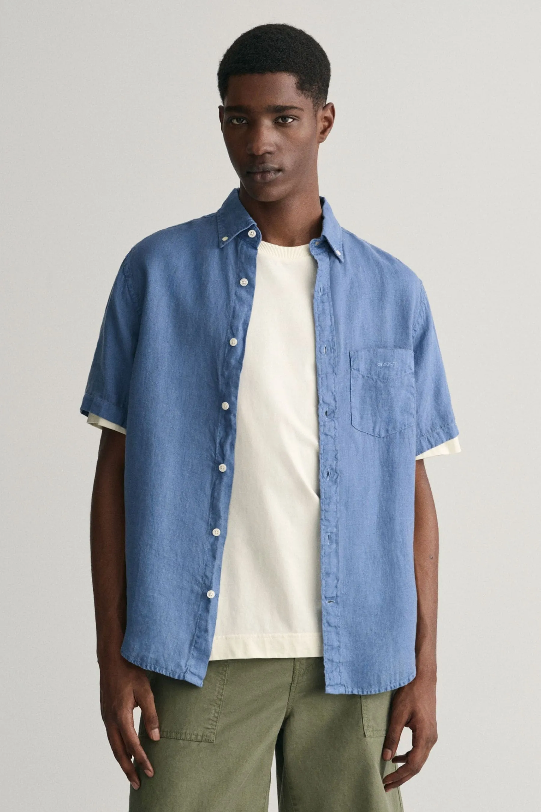 GANT regular  - Vestibilità tinta in capo 100% lino Maniche corte Camicia    