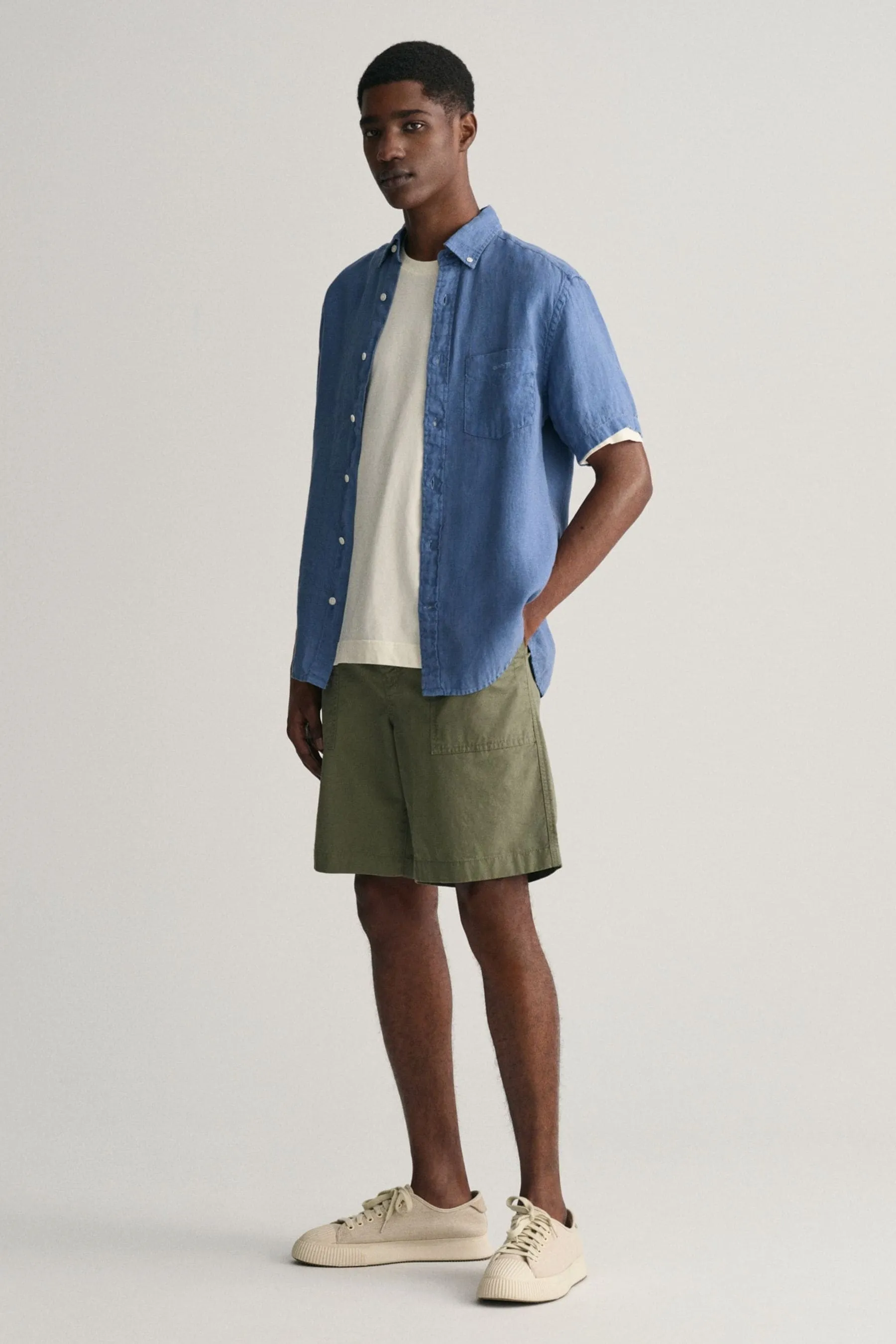 GANT regular  - Vestibilità tinta in capo 100% lino Maniche corte Camicia    