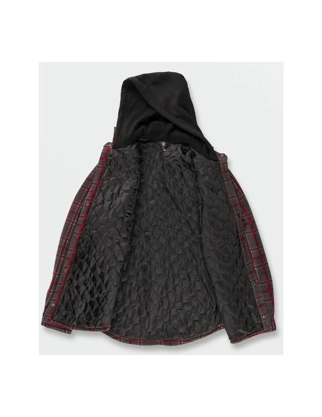 Giacca con cappuccio in flanella isolante Volcom Field scozzese nera