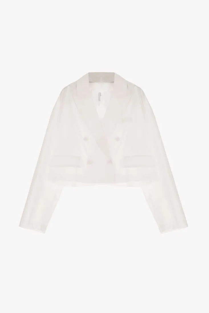 Giacca oversize cropped con revers a lancia e taschino