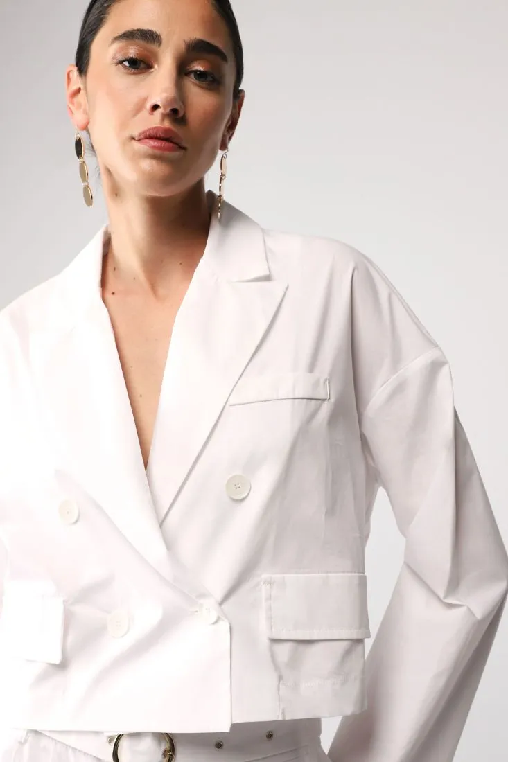 Giacca oversize cropped con revers a lancia e taschino