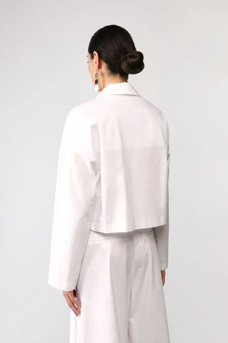 Giacca oversize cropped con revers a lancia e taschino