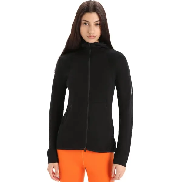 Giacca pile trekking ICEBREAKER W ZONEKNIT LS ZIP HOODIE  BLACK