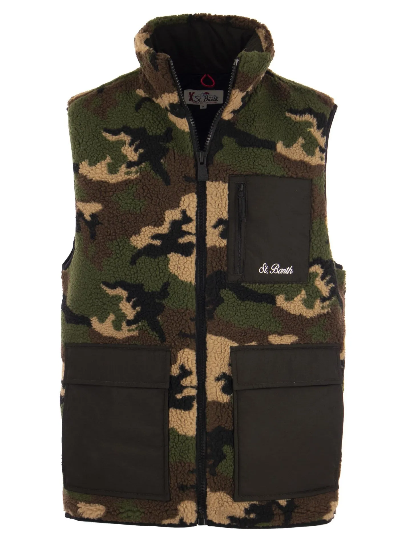 Gilet in sherpa con tasche applicate
