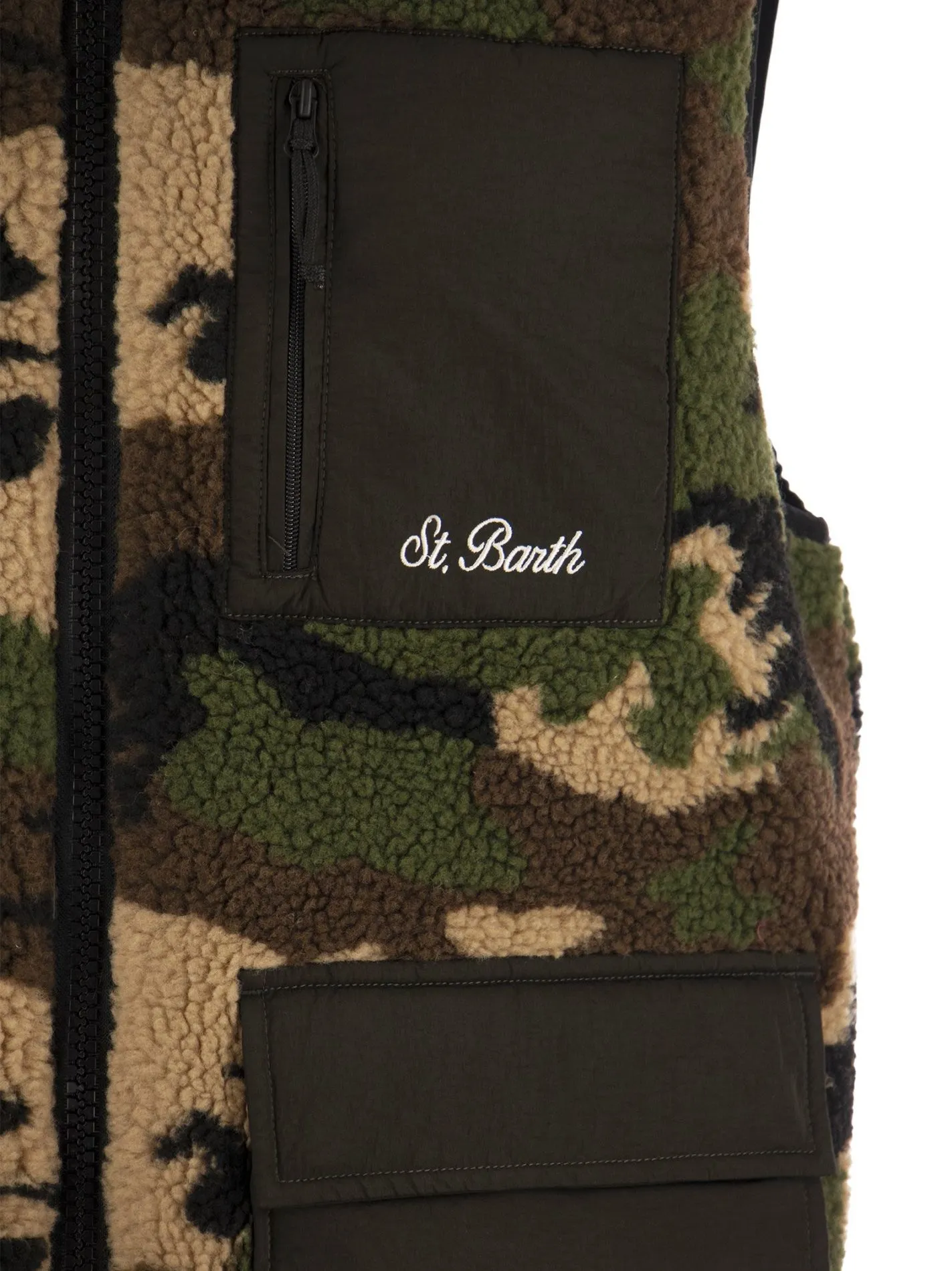 Gilet in sherpa con tasche applicate