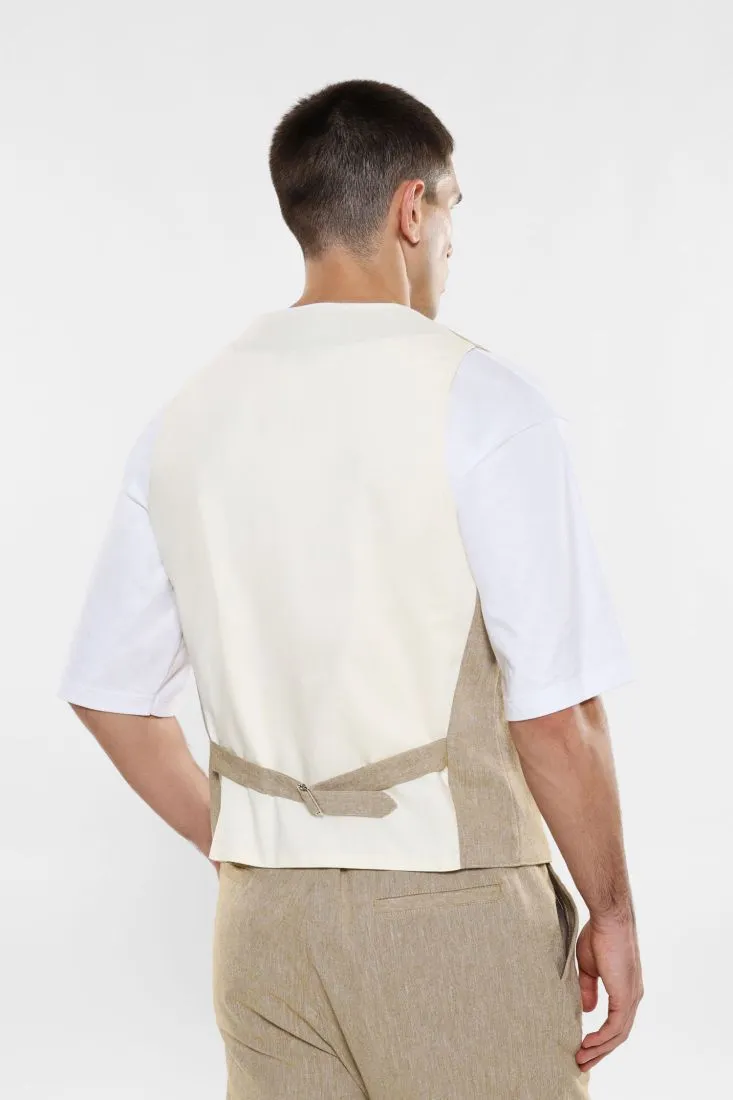 Gilet monopetto con taschino applicato e martingala
