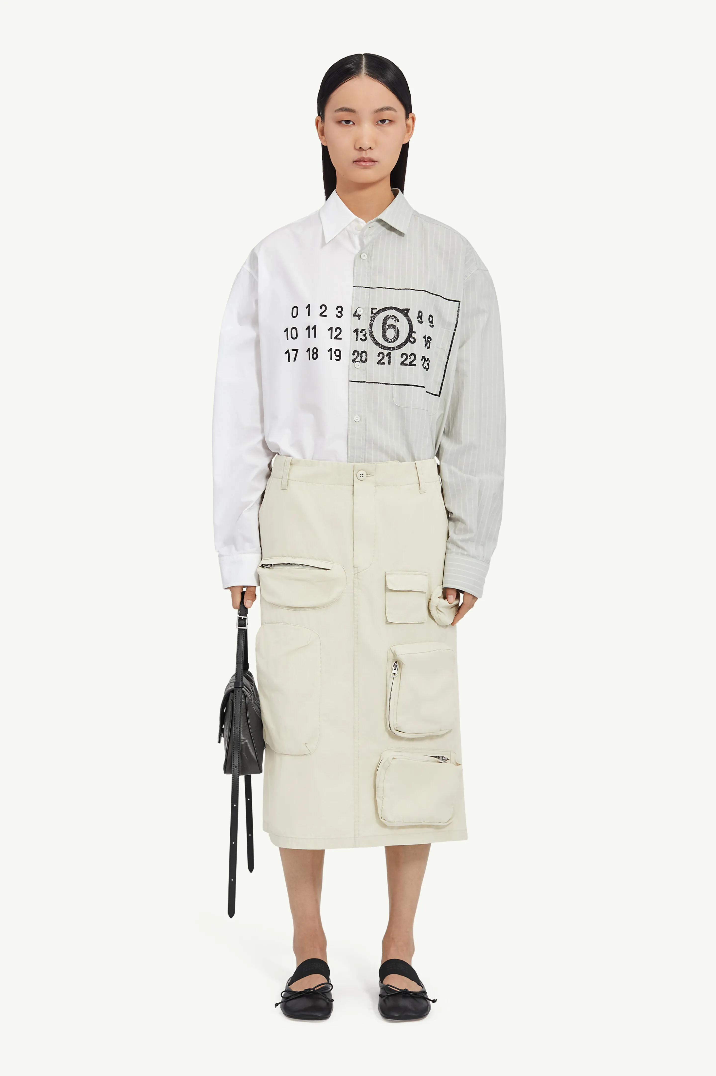Gonna midi in gabardina di cotone