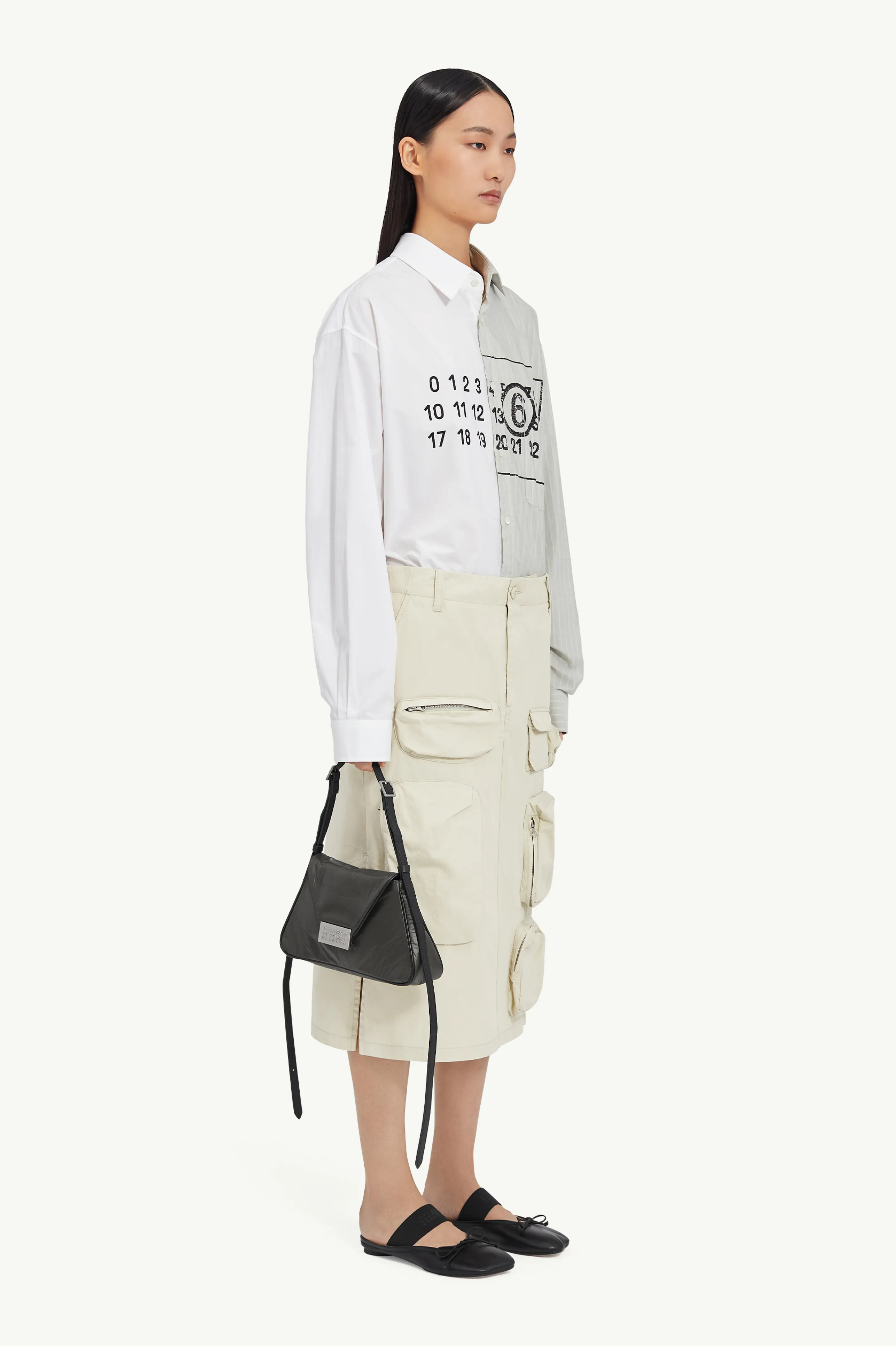 Gonna midi in gabardina di cotone