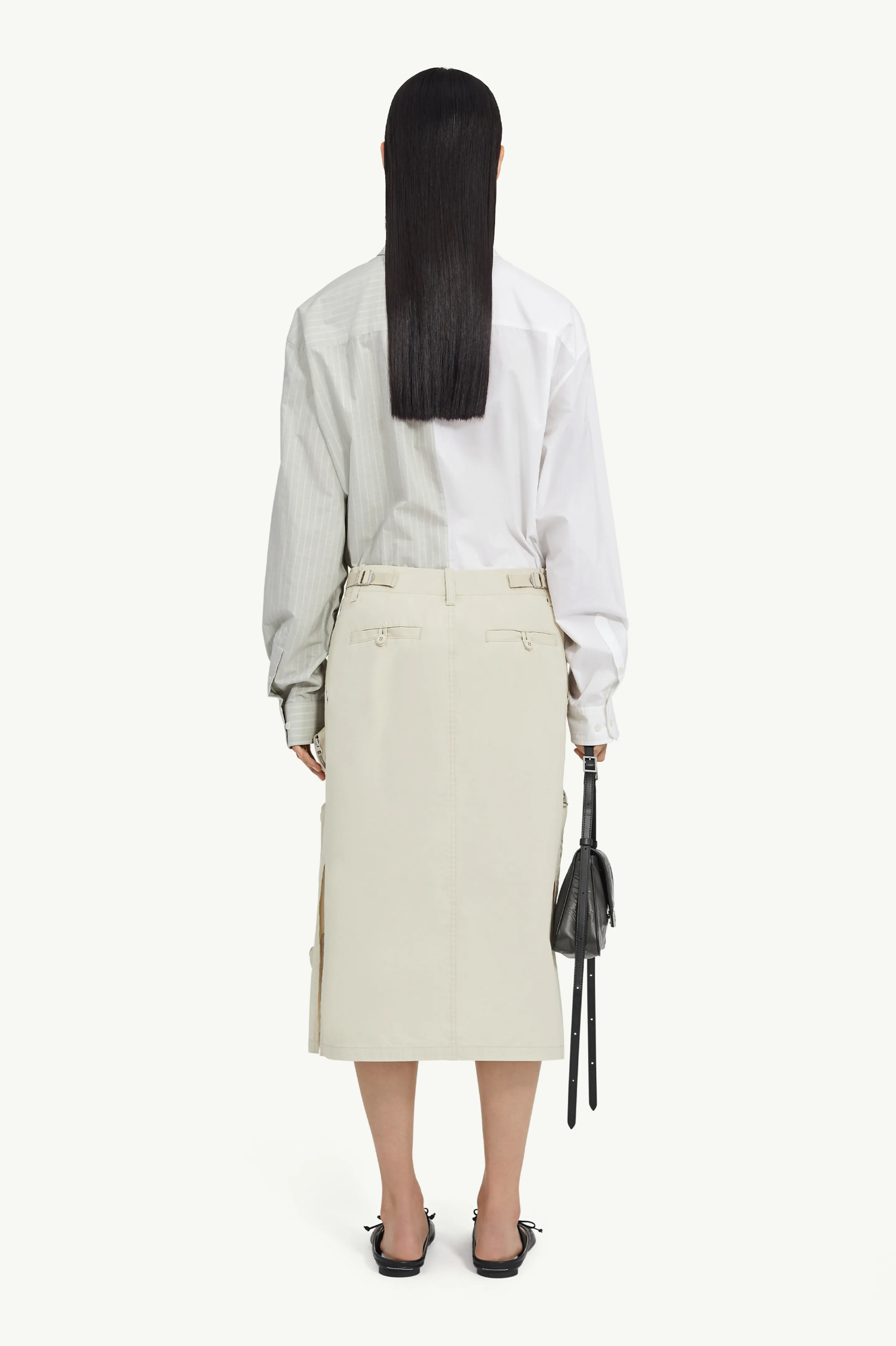 Gonna midi in gabardina di cotone