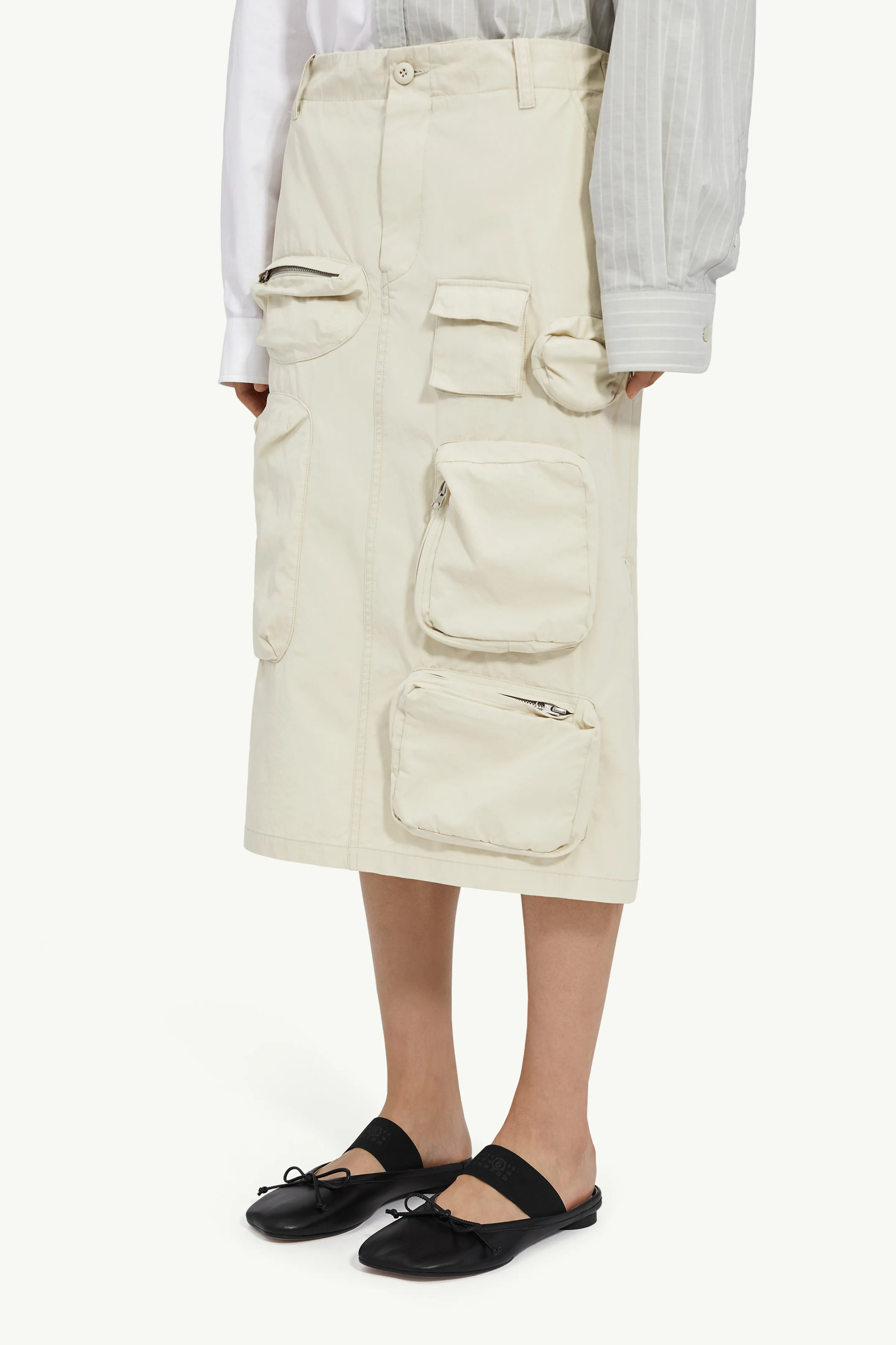 Gonna midi in gabardina di cotone