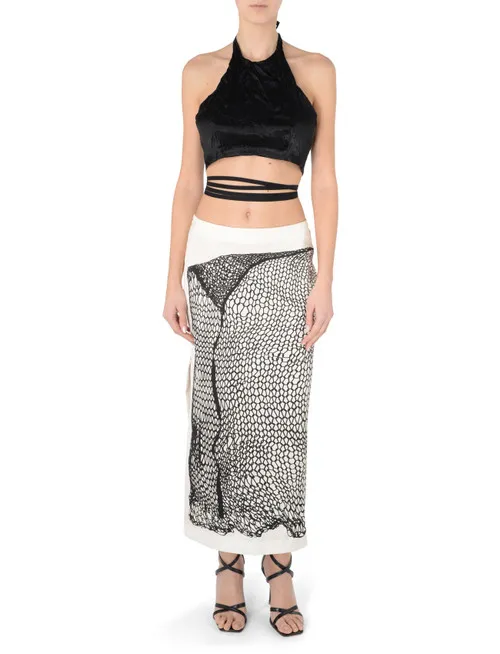 Gonna Sportmax in raso bianco e nero
