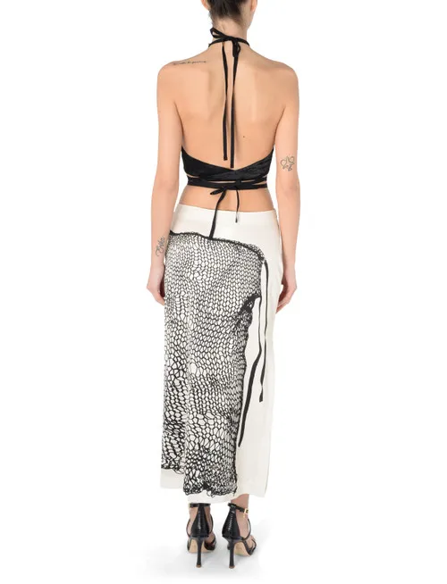 Gonna Sportmax in raso bianco e nero