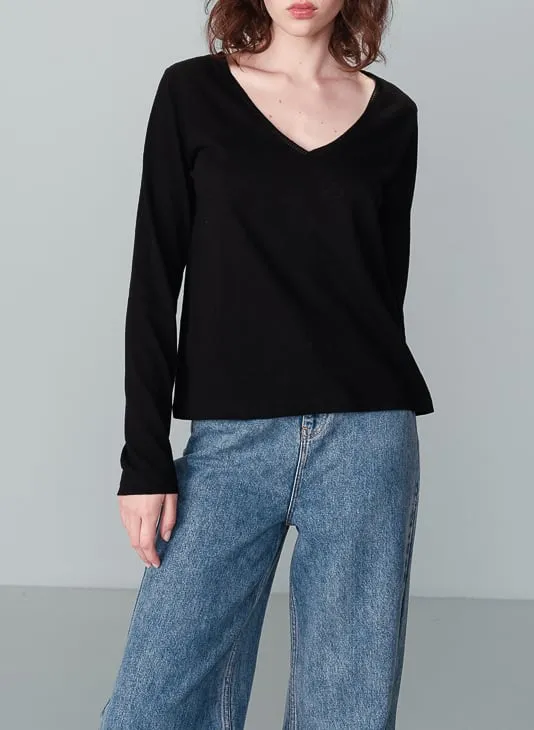  GRACE ET MILA   NISI - T-shirt dritta in misto cotone | Nero