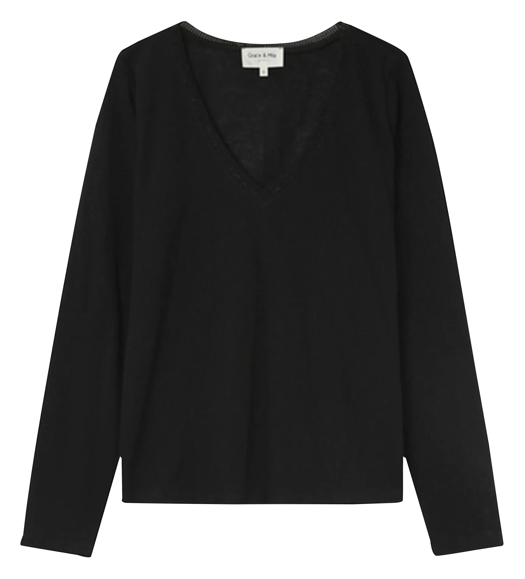  GRACE ET MILA   NISI - T-shirt dritta in misto cotone | Nero
