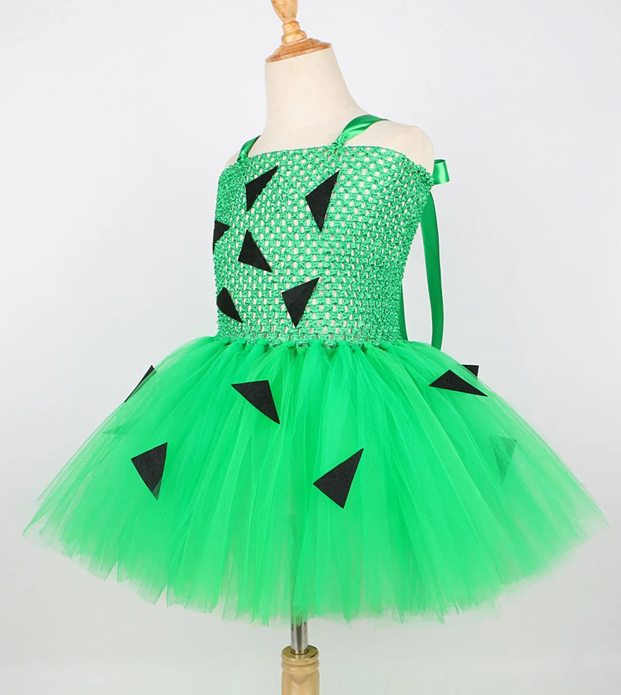 Green Flinstones Pebbles Tutu Dress For Girls Kids Costume di Halloween Carvegirl Pebbles Bone Abiti Outfit per il compleanno