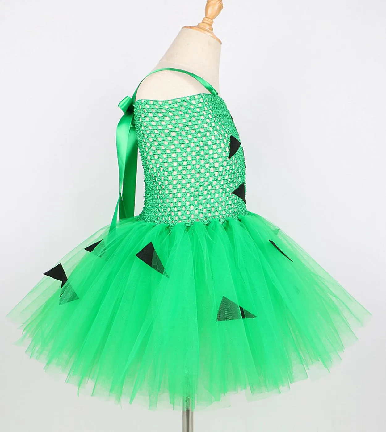 Green Flinstones Pebbles Tutu Dress For Girls Kids Costume di Halloween Carvegirl Pebbles Bone Abiti Outfit per il compleanno