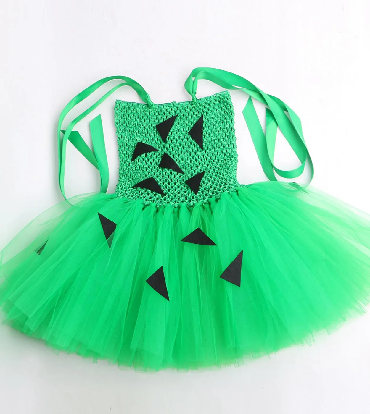 Green Flinstones Pebbles Tutu Dress For Girls Kids Costume di Halloween Carvegirl Pebbles Bone Abiti Outfit per il compleanno