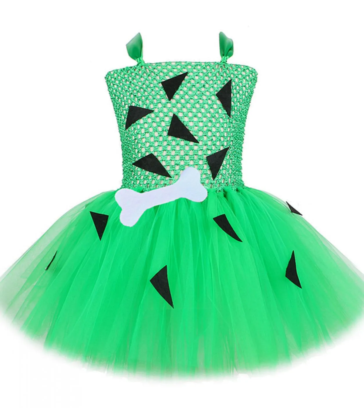 Green Flinstones Pebbles Tutu Dress For Girls Kids Costume di Halloween Carvegirl Pebbles Bone Abiti Outfit per il compleanno