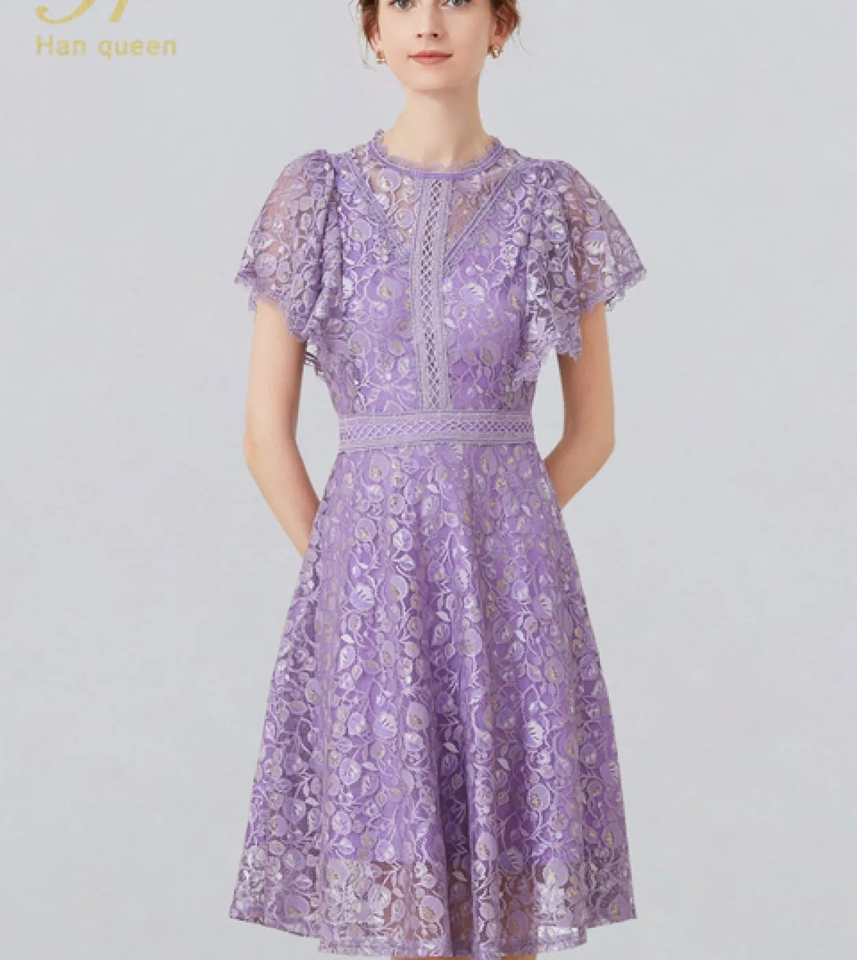 H Han Queen Abiti estivi Donna 2022 Midi Casual Taglie forti Abbigliamento donna Stile Floreale Abito da festa in maglia di luss