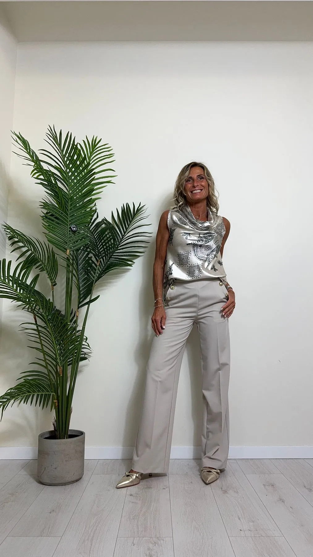 IMPERIAL - P4R9HIC - PANTALONE POLIVISCOSA, BOTTONI MILITARY (STILE E. FRANCHI) GAMBA DRITTA