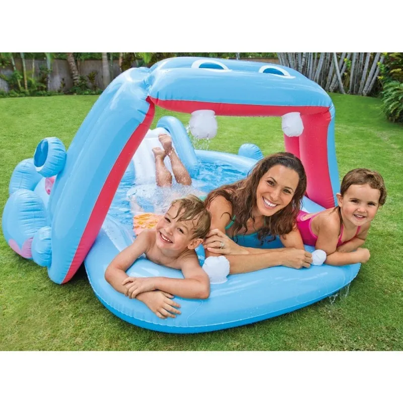 Intex Piscina fuoriterra Ippopotamo Gonfiabile con scivolo 221 cm
