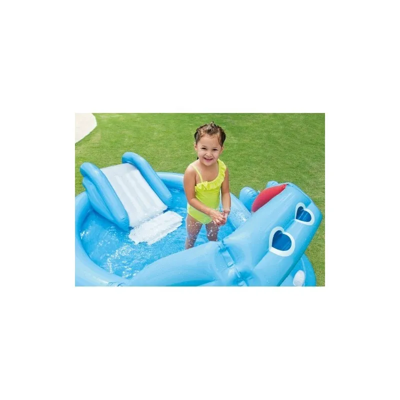 Intex Piscina fuoriterra Ippopotamo Gonfiabile con scivolo 221 cm