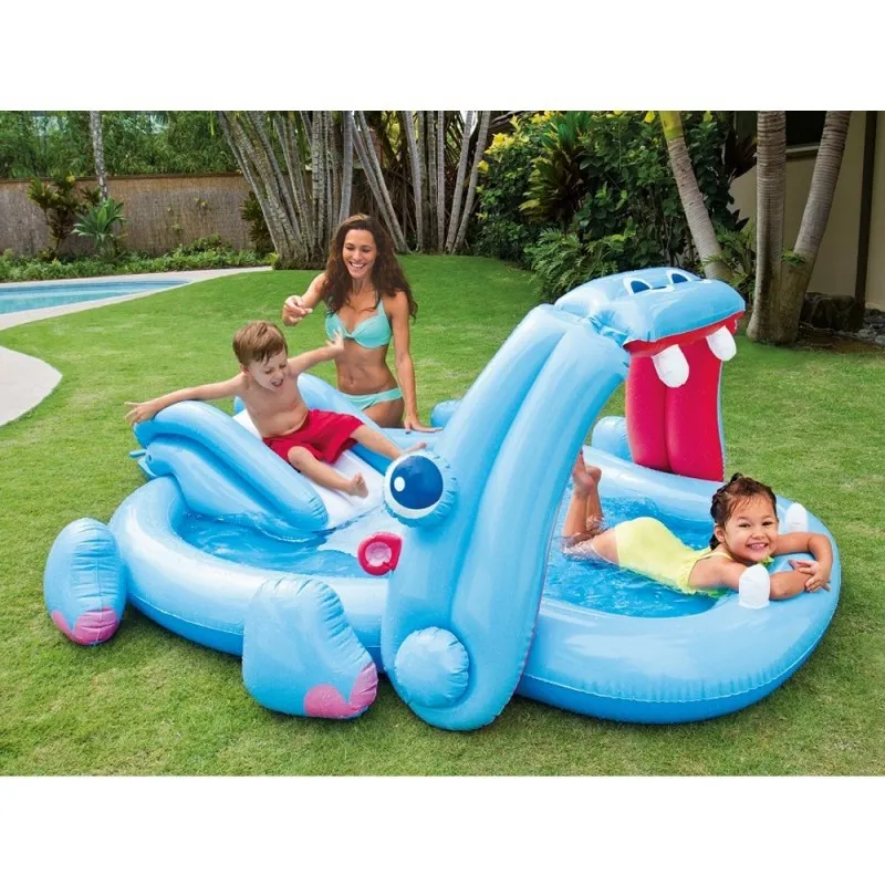 Intex Piscina fuoriterra Ippopotamo Gonfiabile con scivolo 221 cm