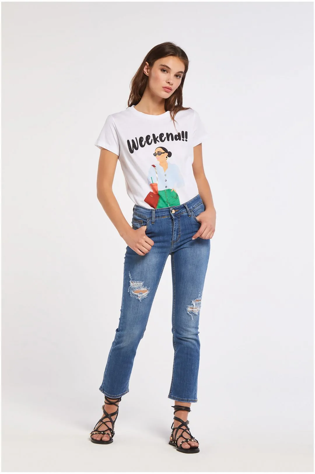 jeans audrey slim con abrasioni blu medio
