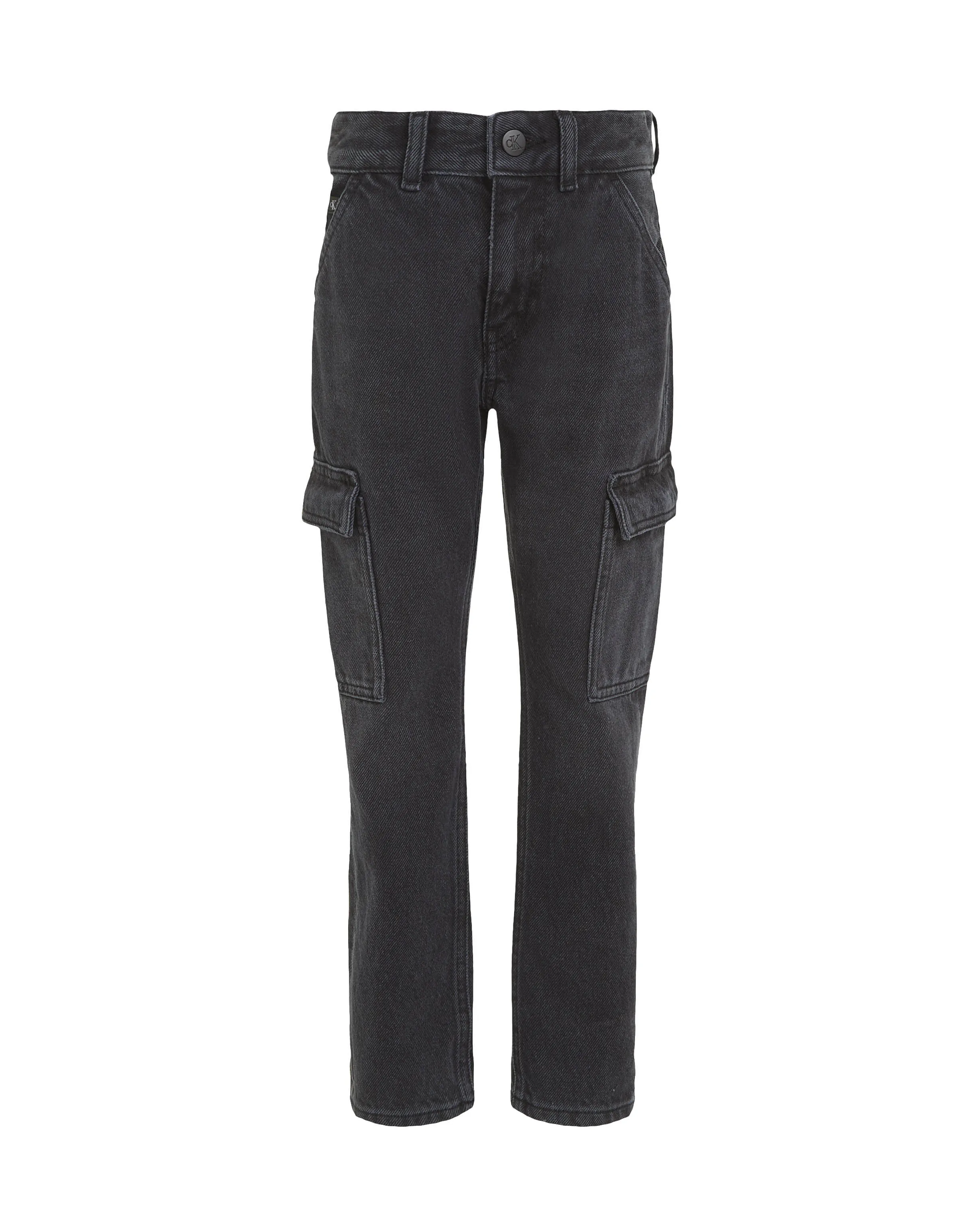 Jeans cargo nero in puro cotone 10-16 anni