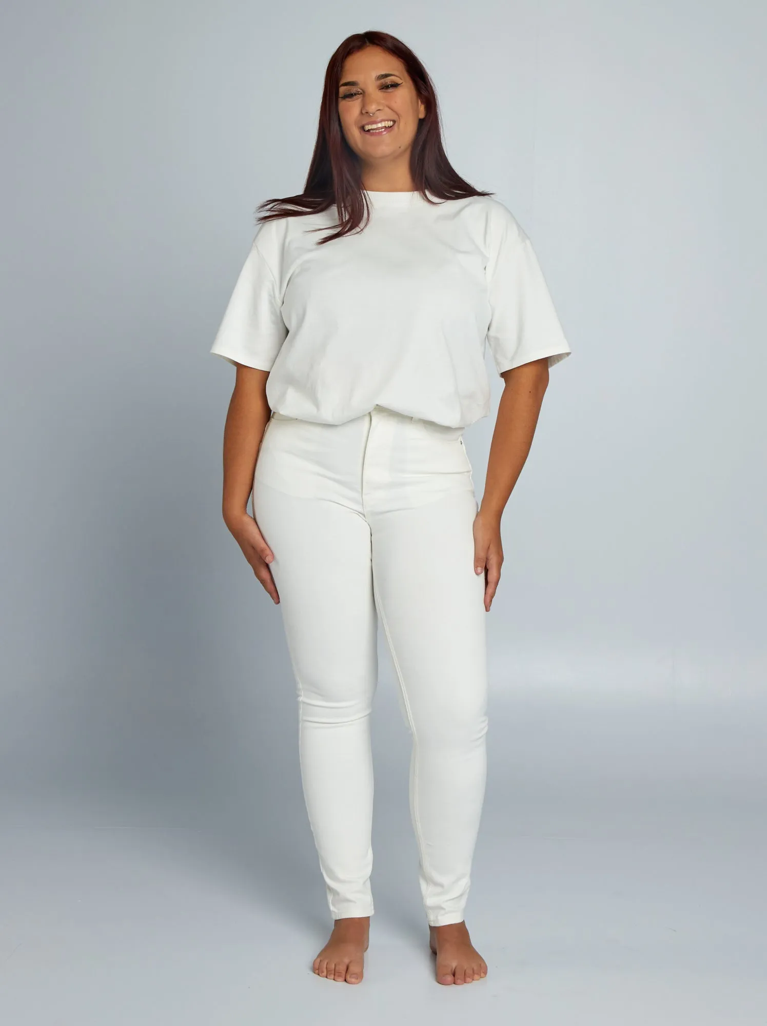 Jeans skinny a vita alta - L30 - BIANCO