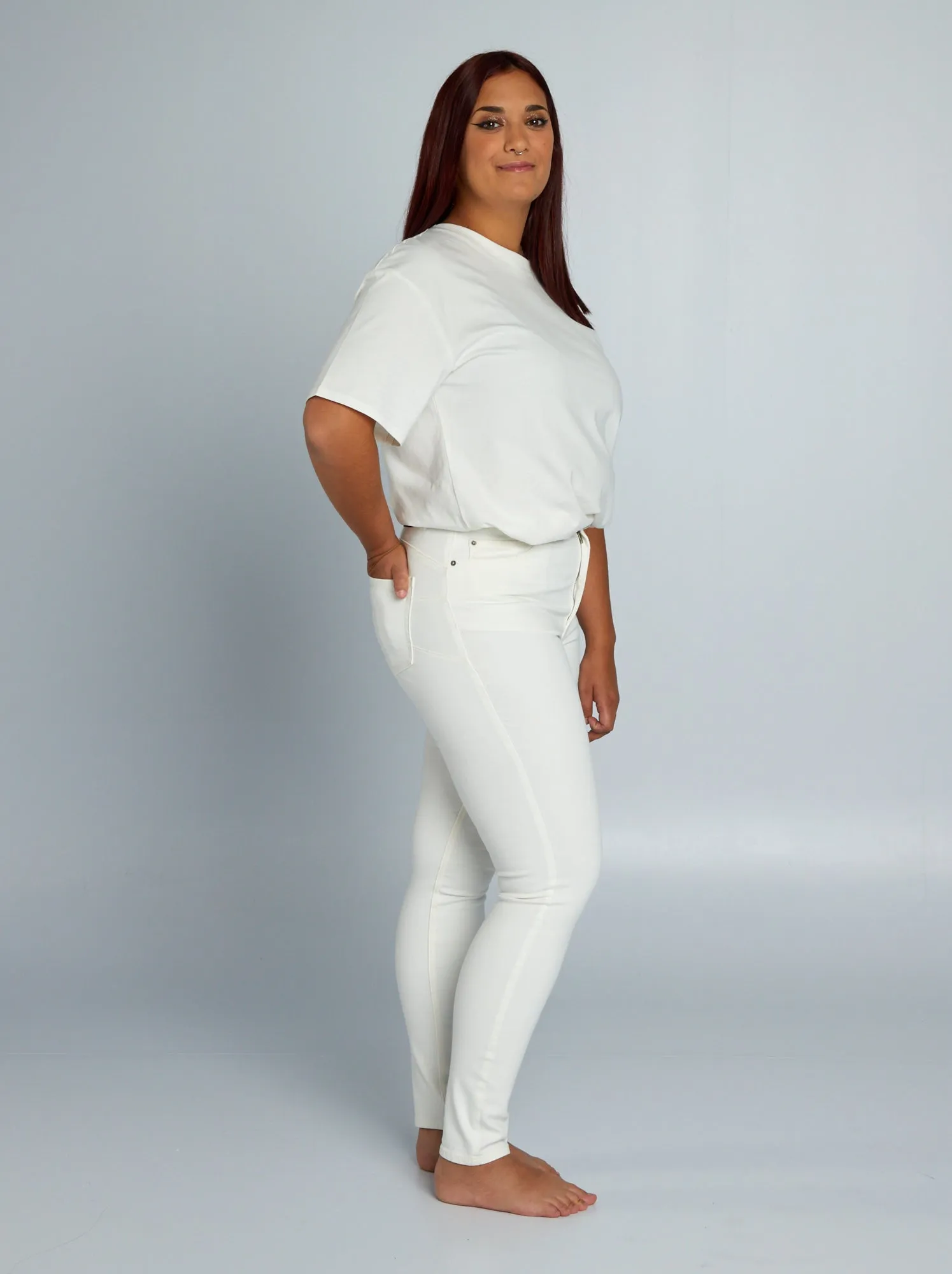 Jeans skinny a vita alta - L30 - BIANCO