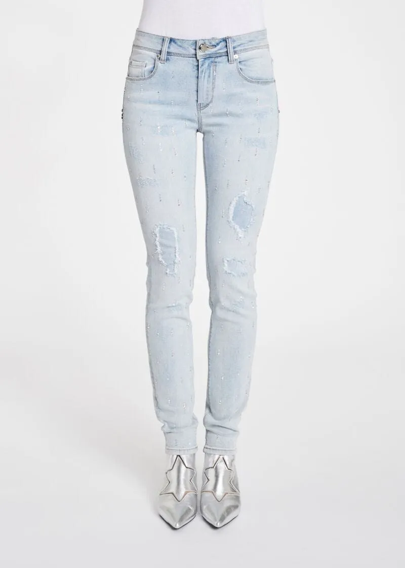 Jeans skinny con strass