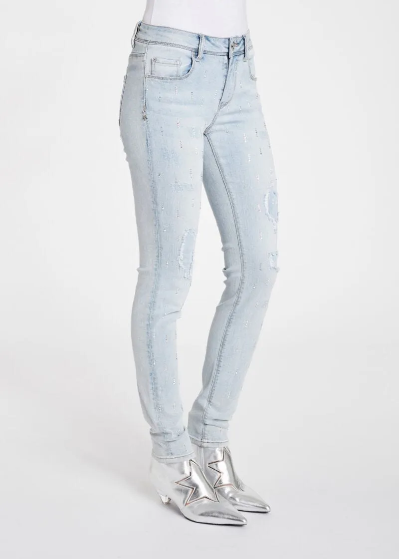 Jeans skinny con strass