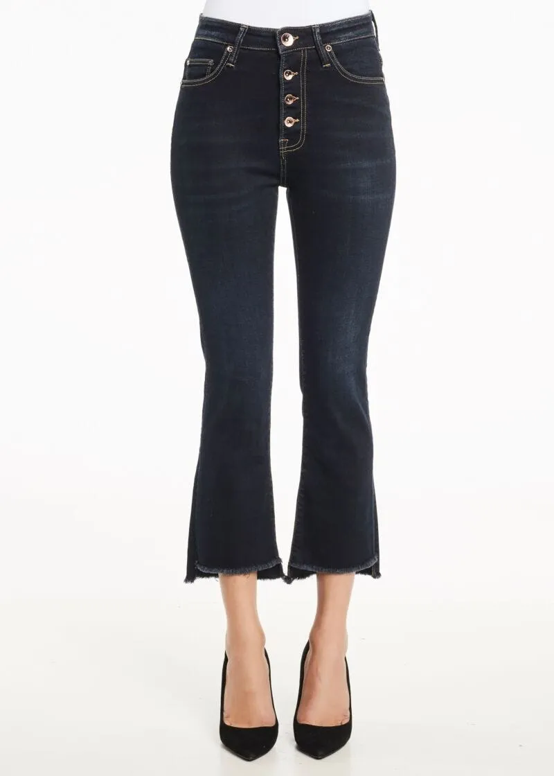 Jeans straight cropped indaco scuro