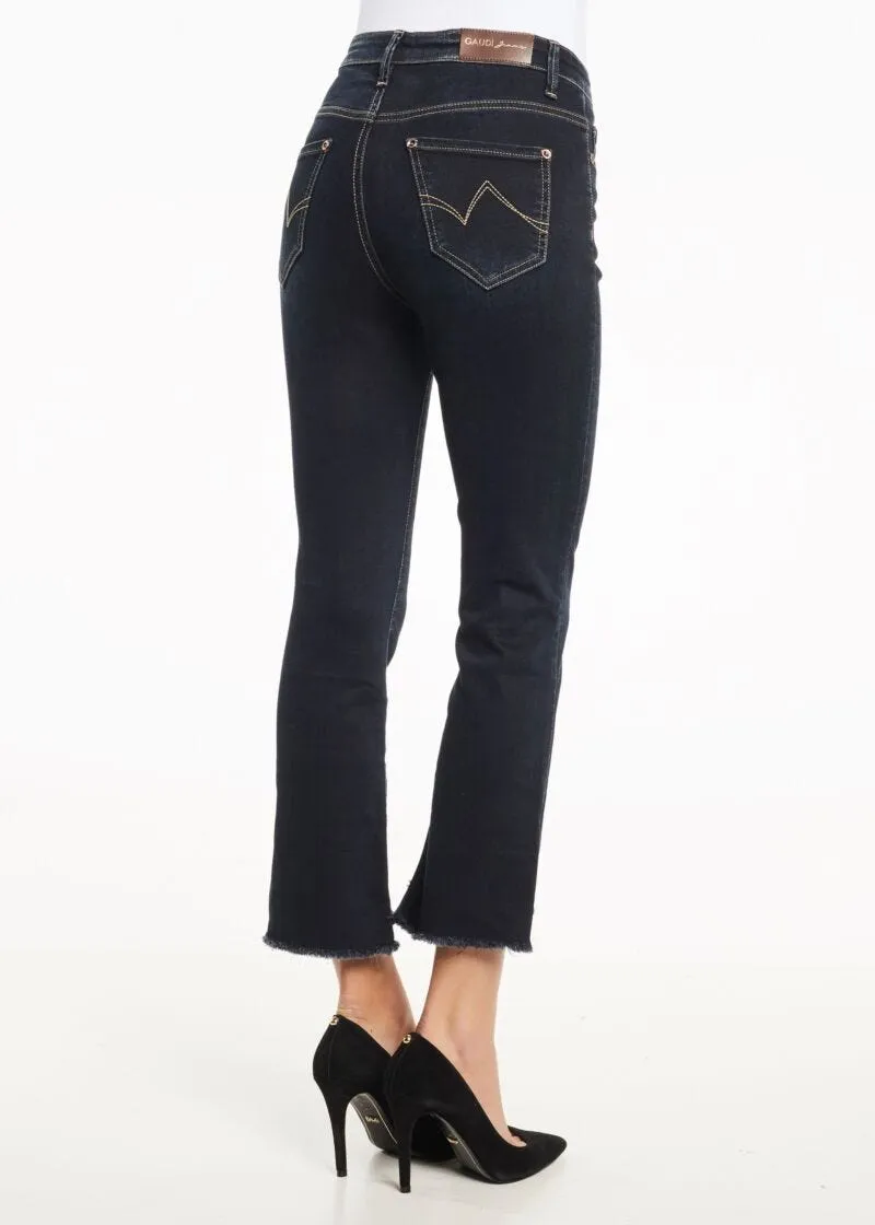 Jeans straight cropped indaco scuro