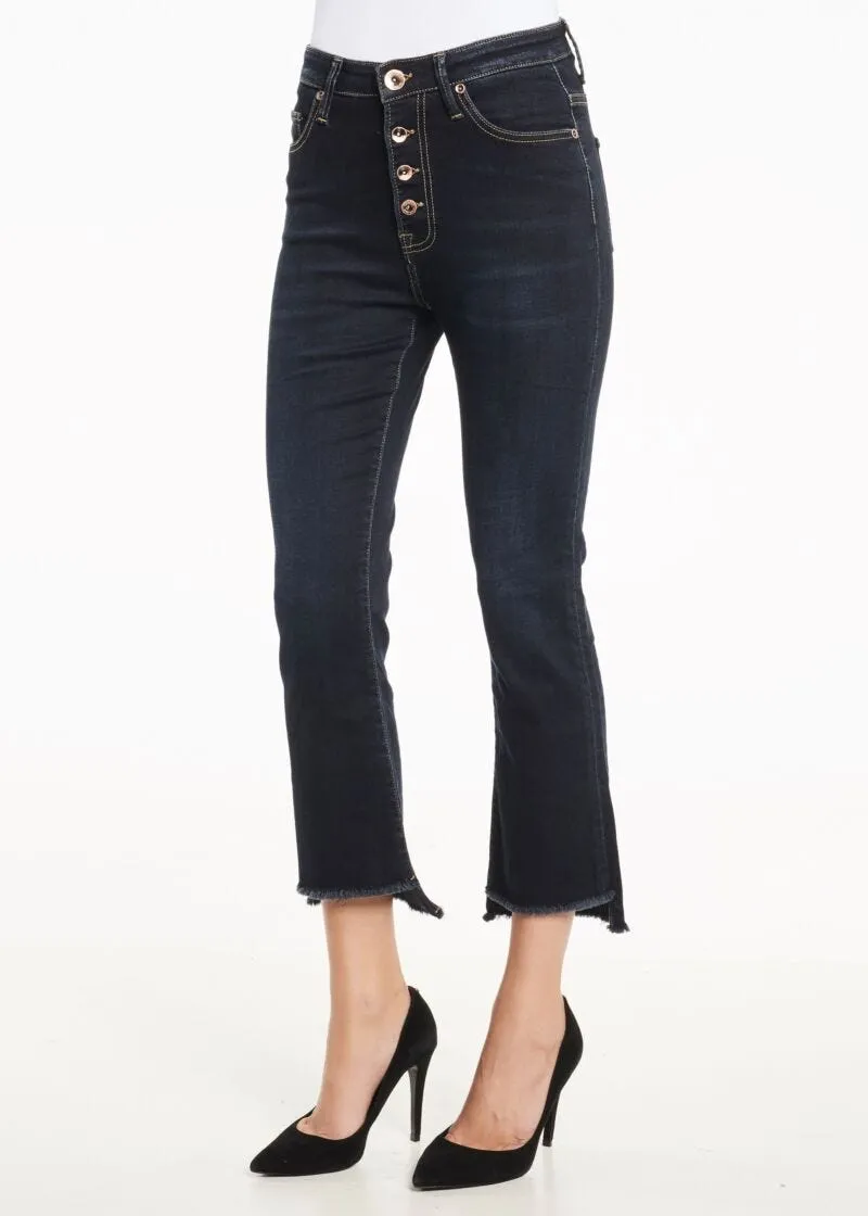 Jeans straight cropped indaco scuro