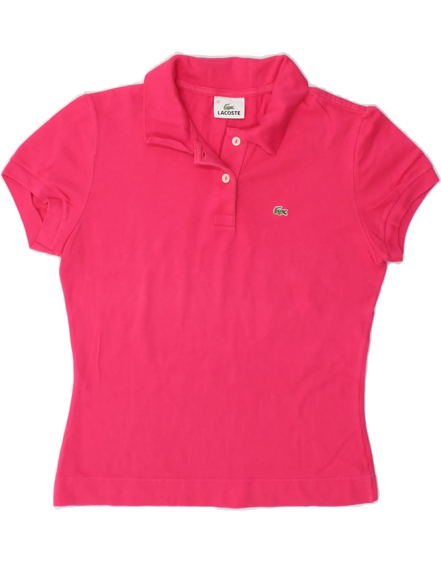 LACOSTE Womens Polo Shirt  Size 42 Large Pink Cotton