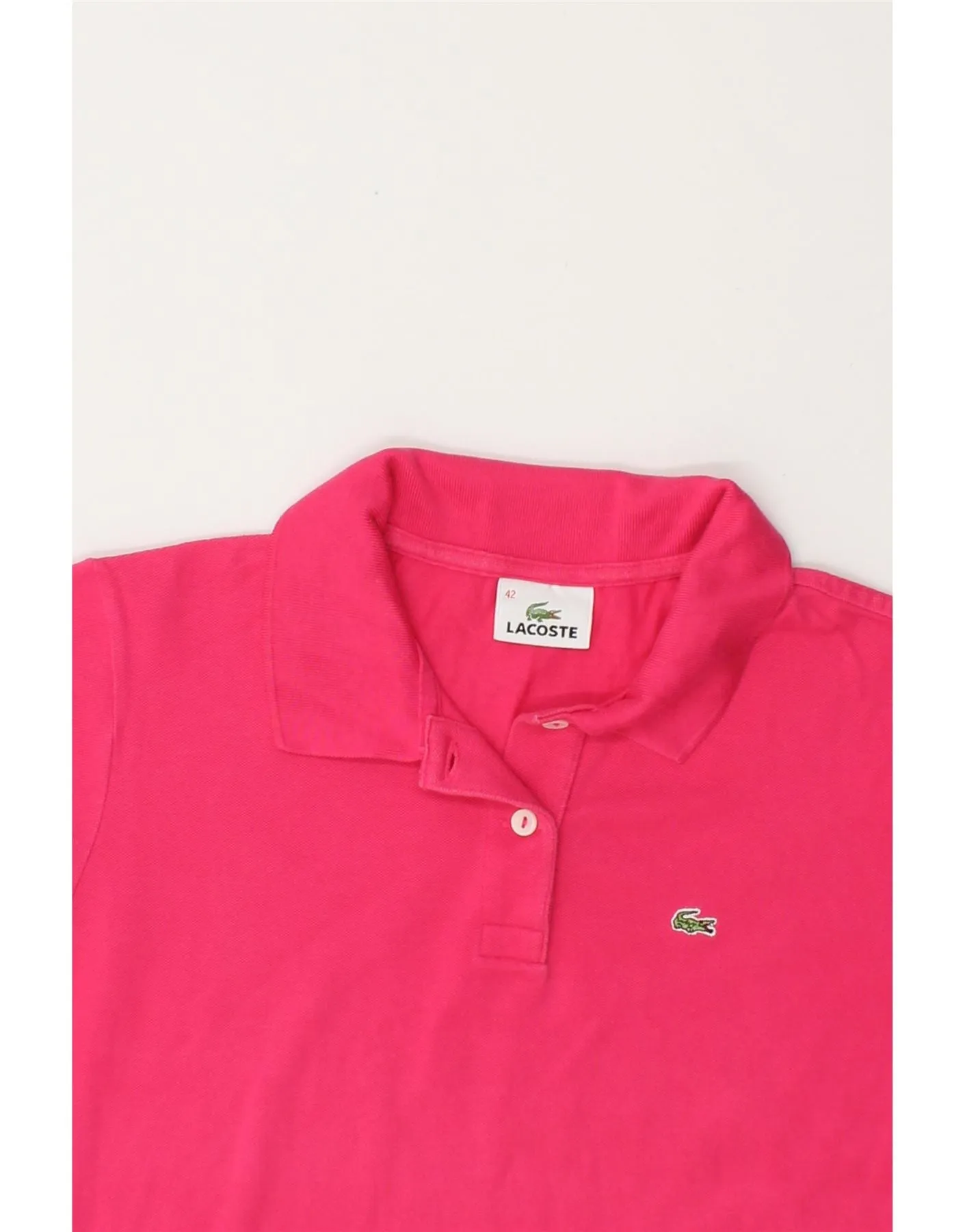 LACOSTE Womens Polo Shirt  Size 42 Large Pink Cotton