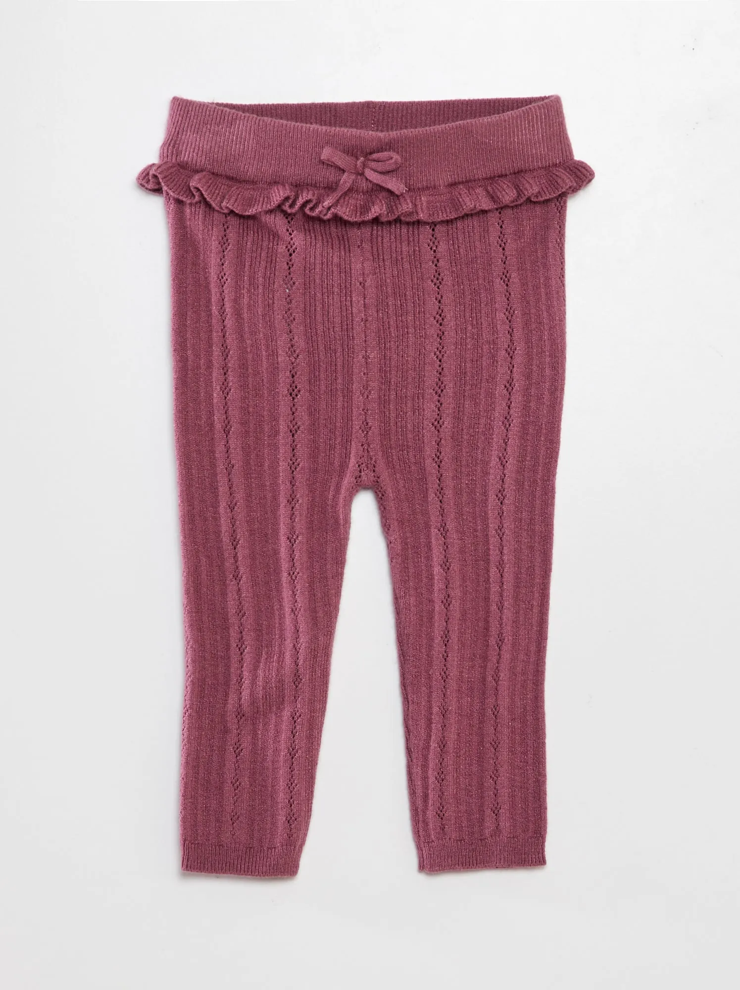 Leggings lavorati a maglia traforata + calzini - ROSA