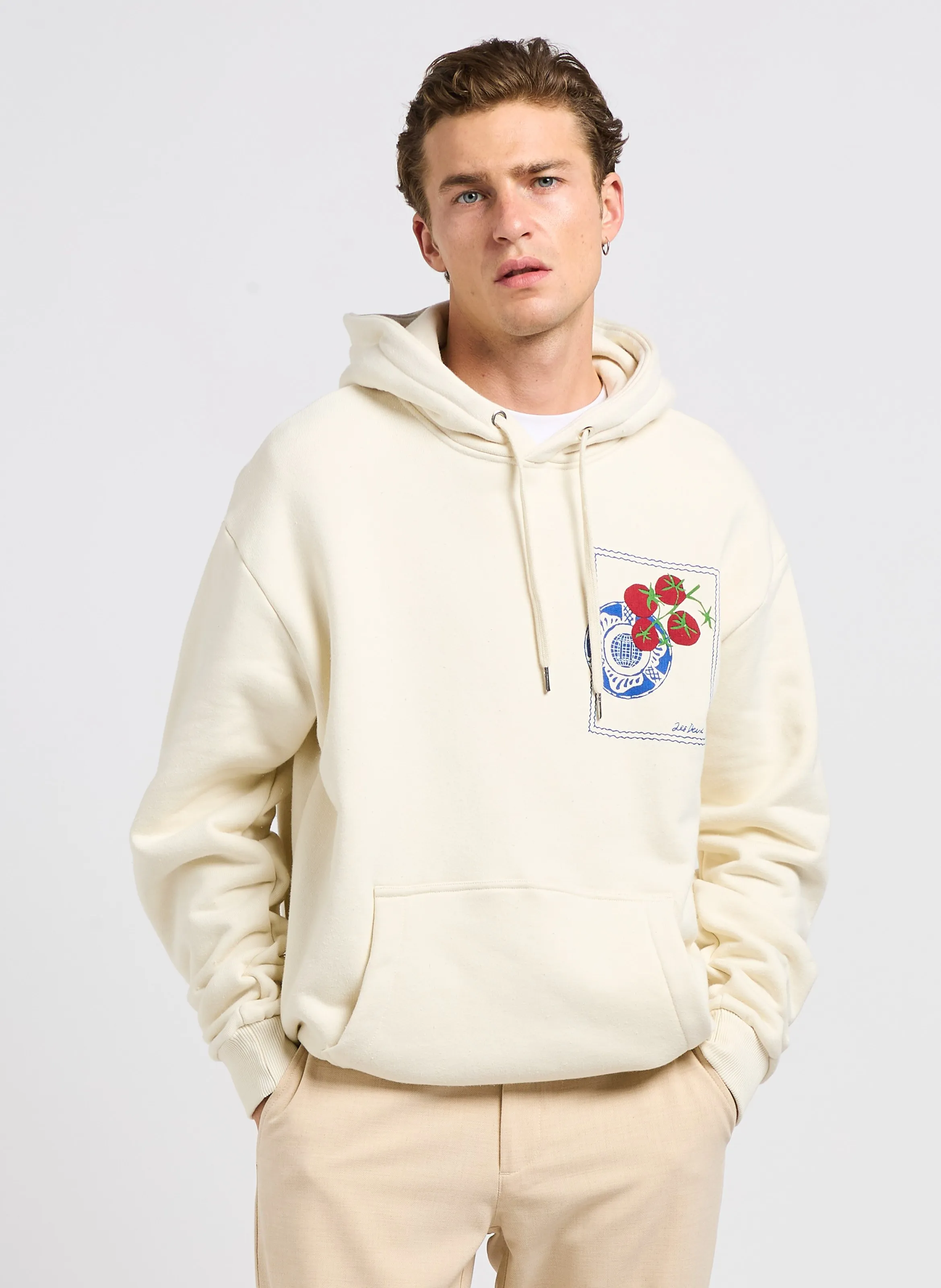  LES DEUX   DORIAN - Felpa con cappuccio stampata in cotone | Beige