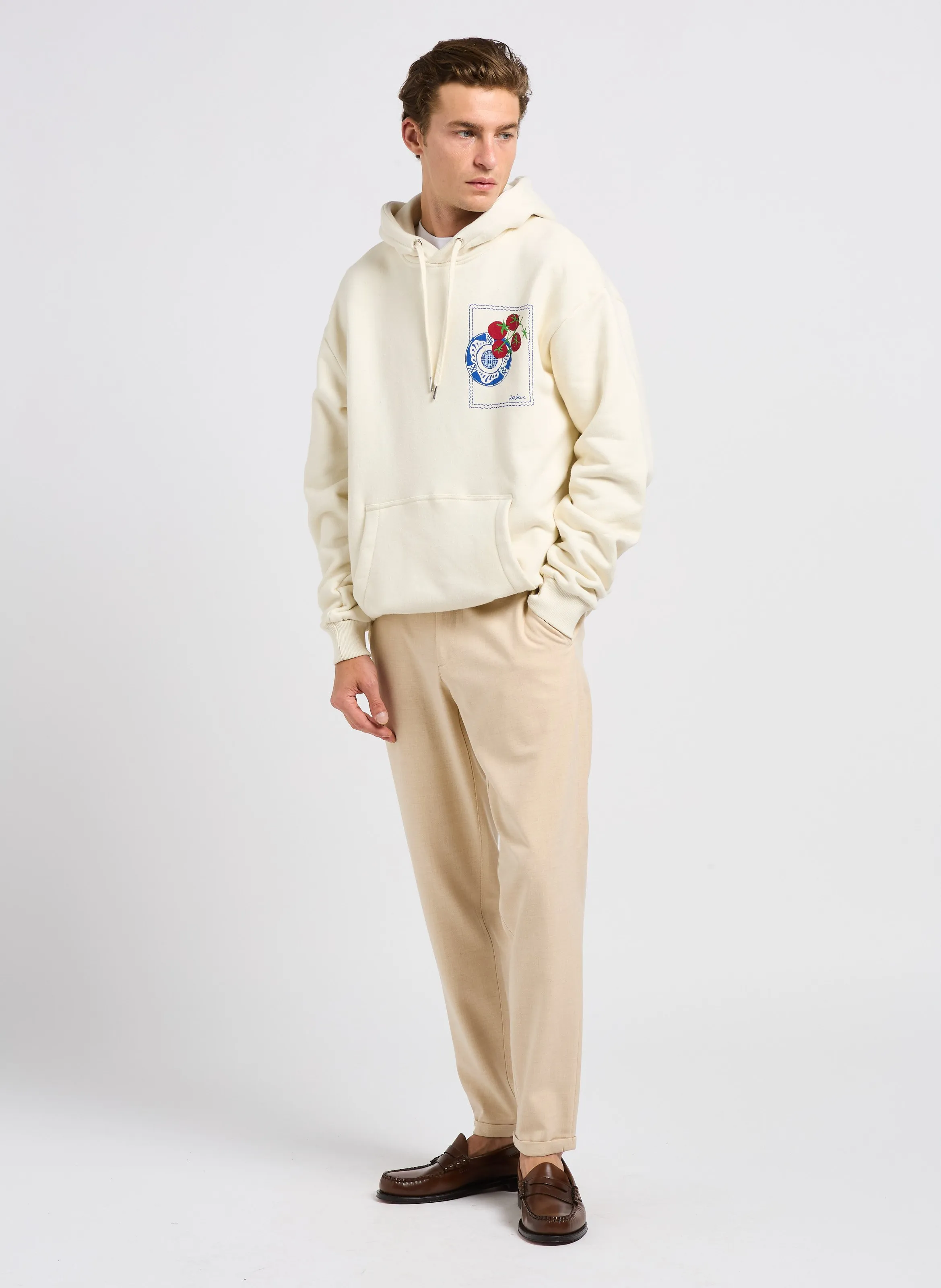  LES DEUX   DORIAN - Felpa con cappuccio stampata in cotone | Beige