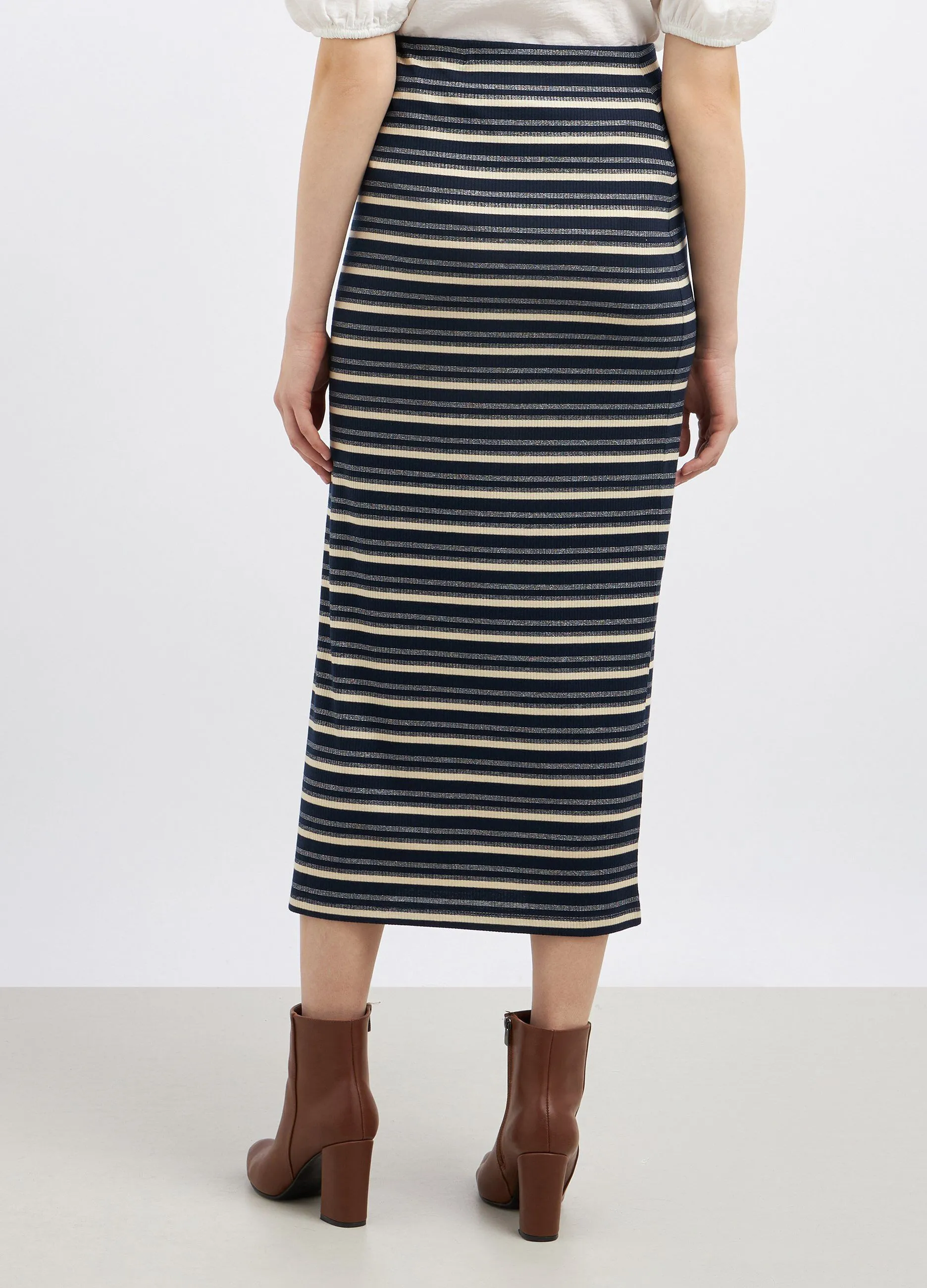 Longuette rigata in misto viscosa stretch e filo lurex donna