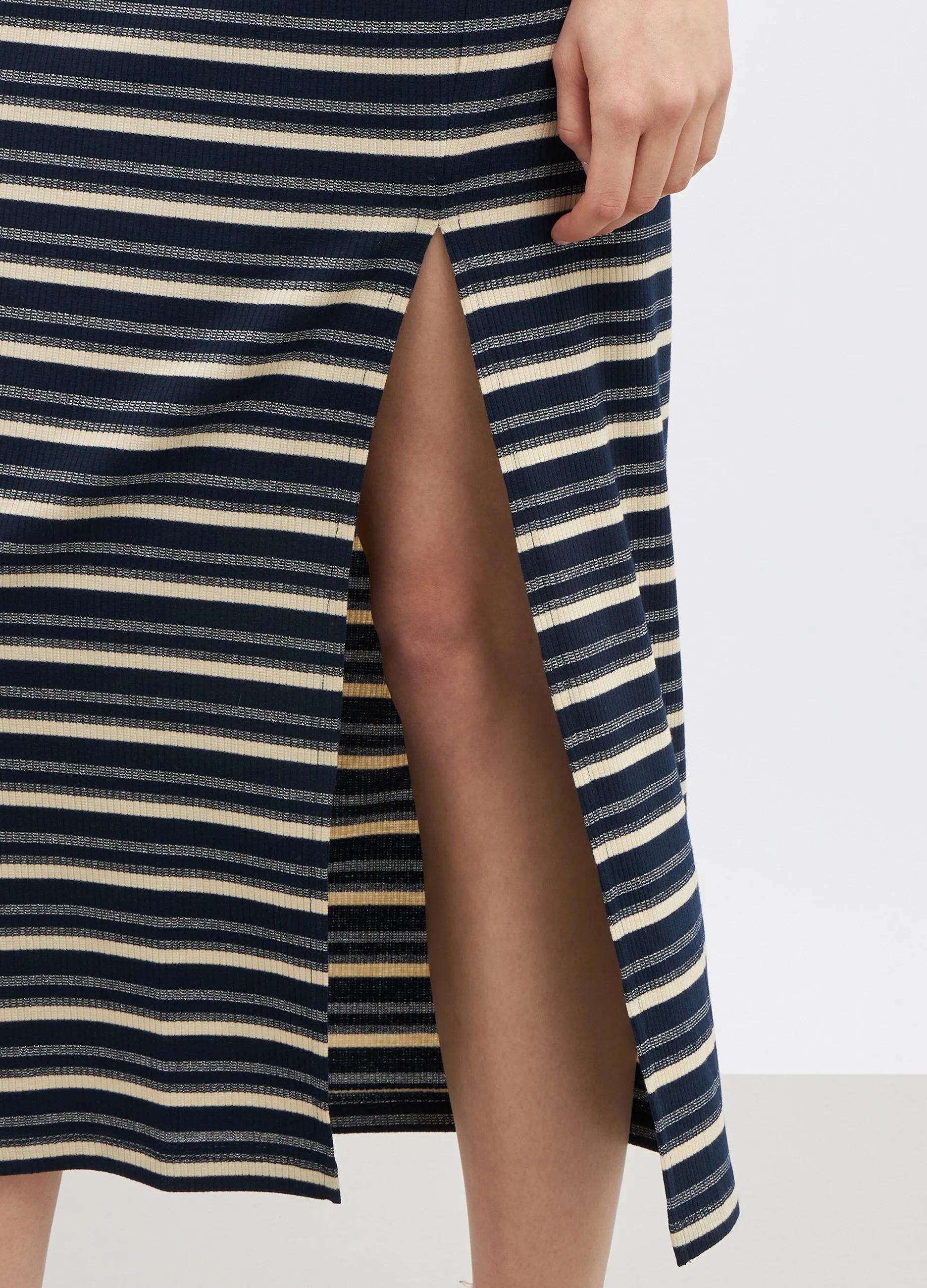 Longuette rigata in misto viscosa stretch e filo lurex donna