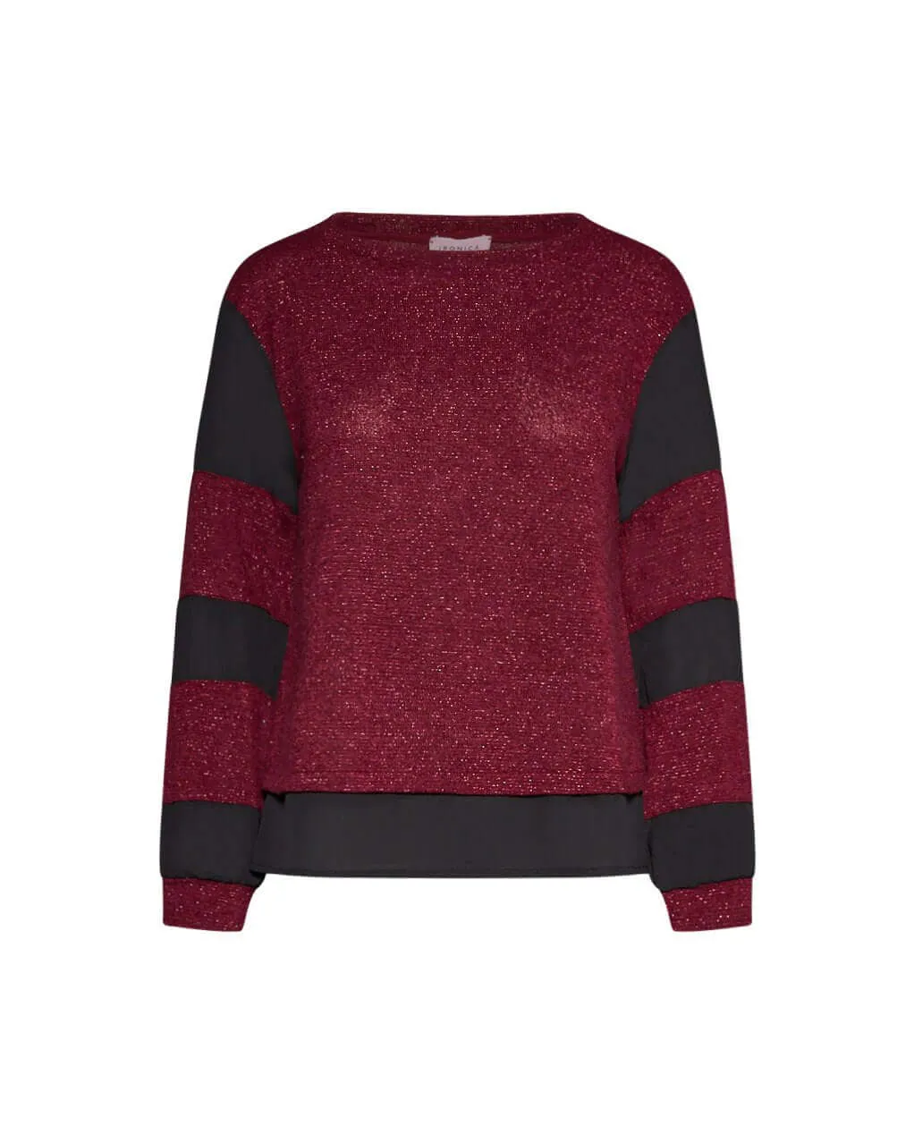 Maglia in lurex e georgette MAGENTA-NERO