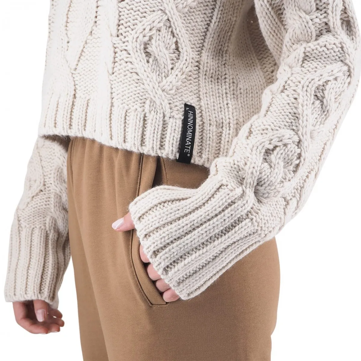 Maglione Crop Dolcevita Trama Intrecciata