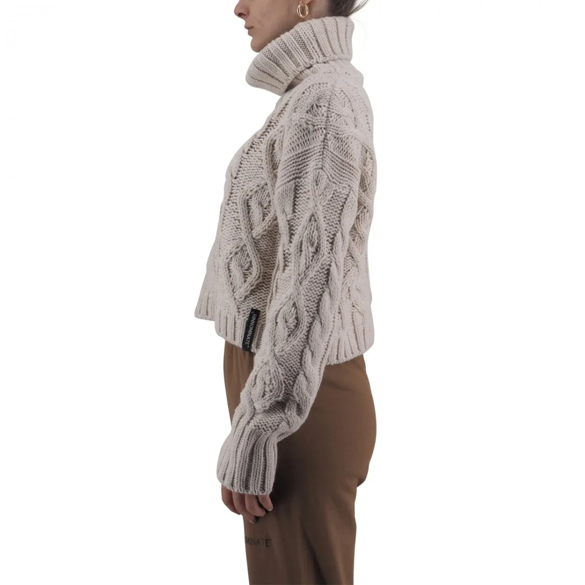 Maglione Crop Dolcevita Trama Intrecciata