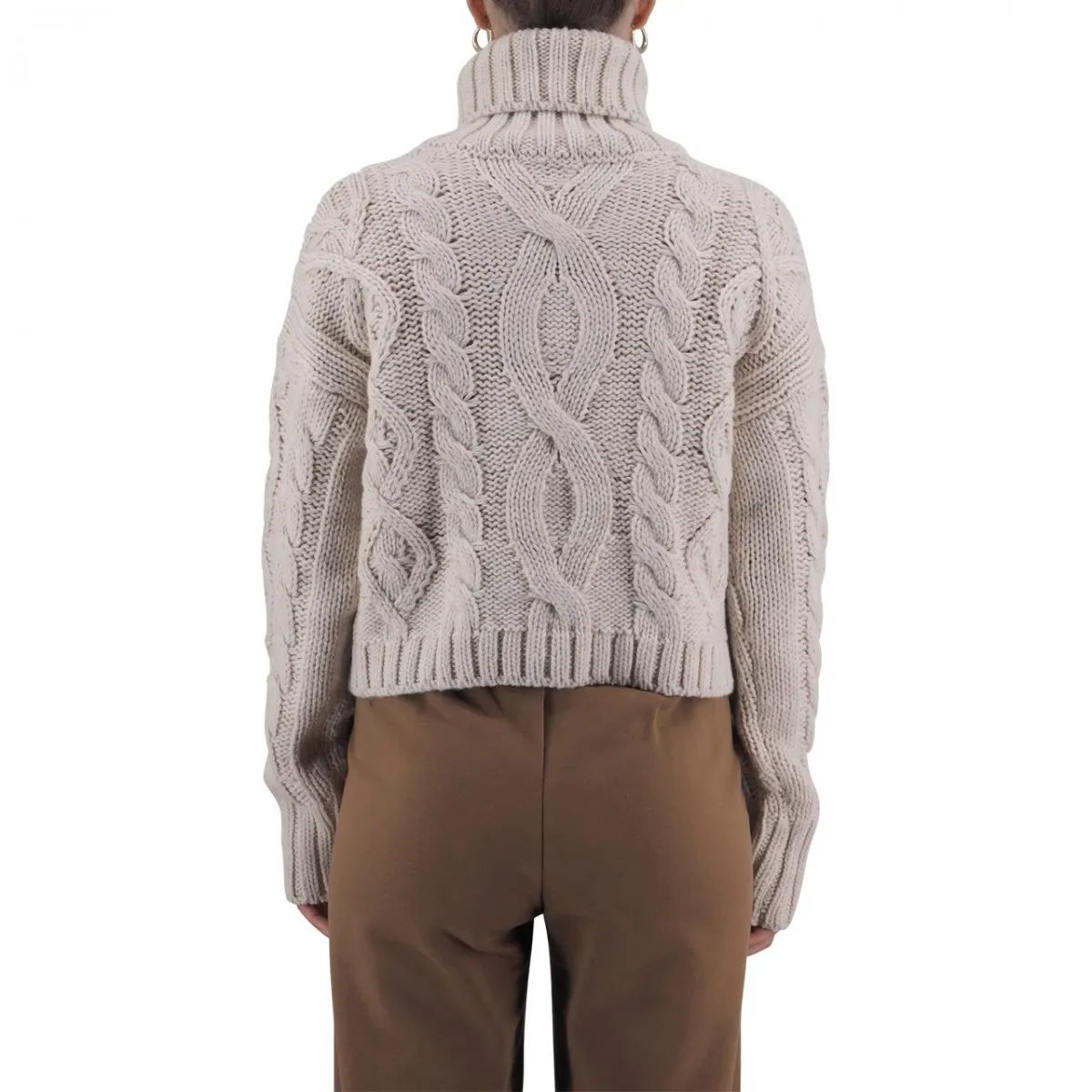 Maglione Crop Dolcevita Trama Intrecciata