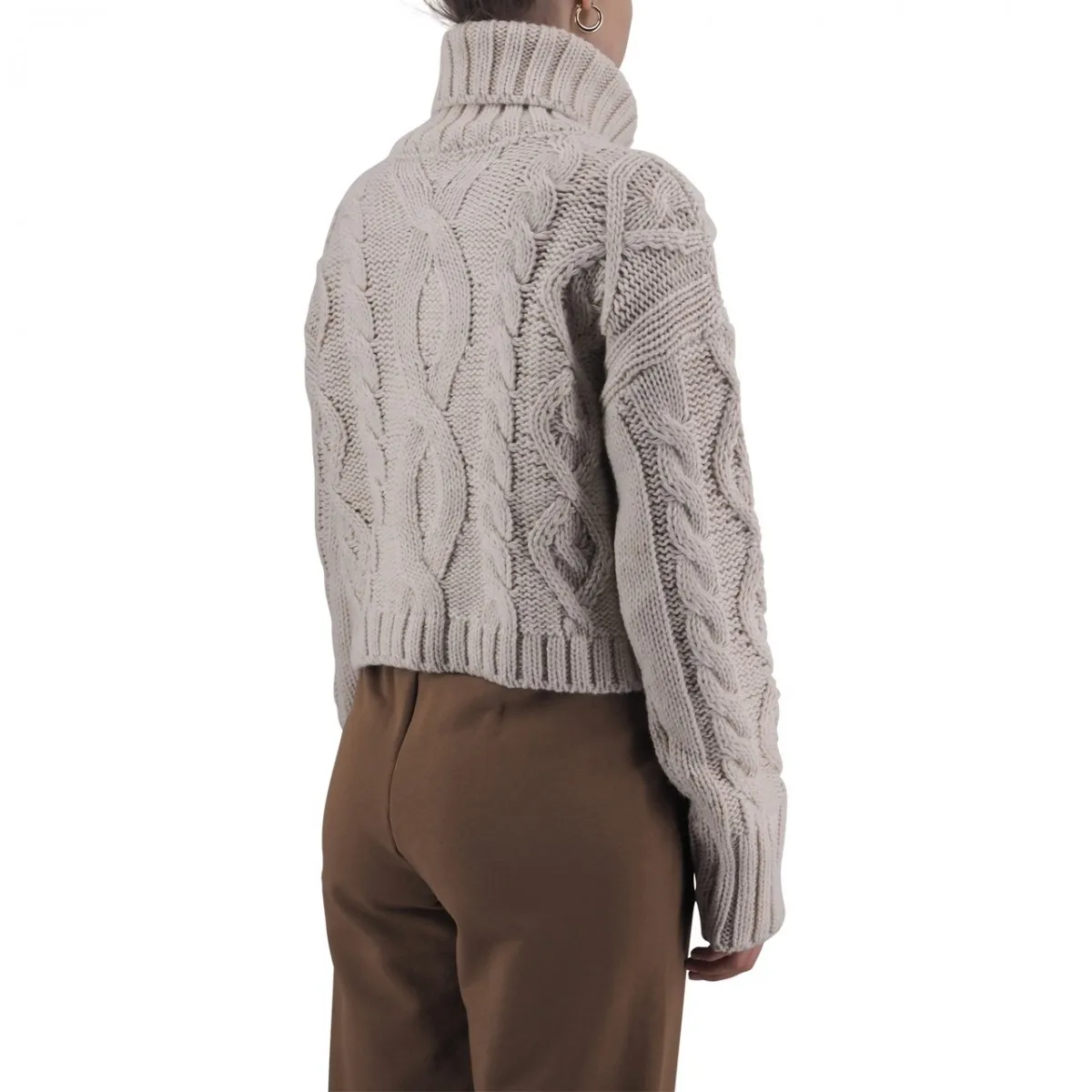 Maglione Crop Dolcevita Trama Intrecciata