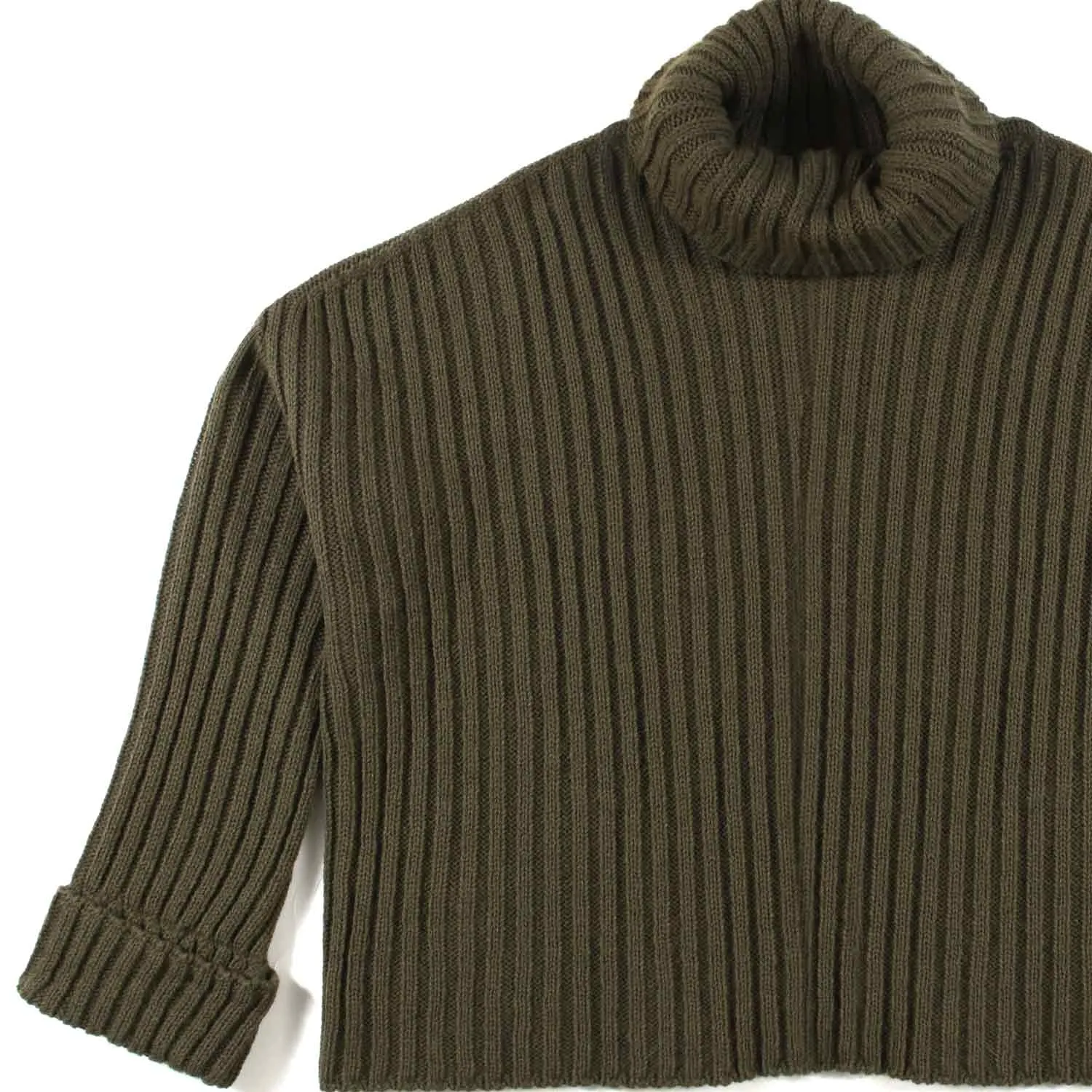 Maglione Dolcevita Cropped Verde Militare